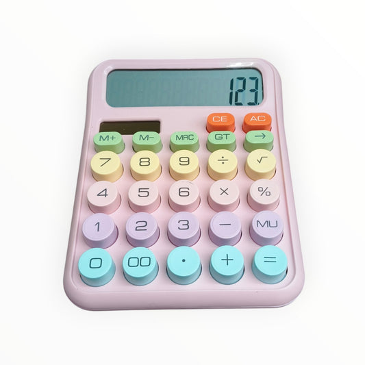 Colorful Candy Mechanical Calculator 12 Digit Large LCD Display with Solar, 5 line