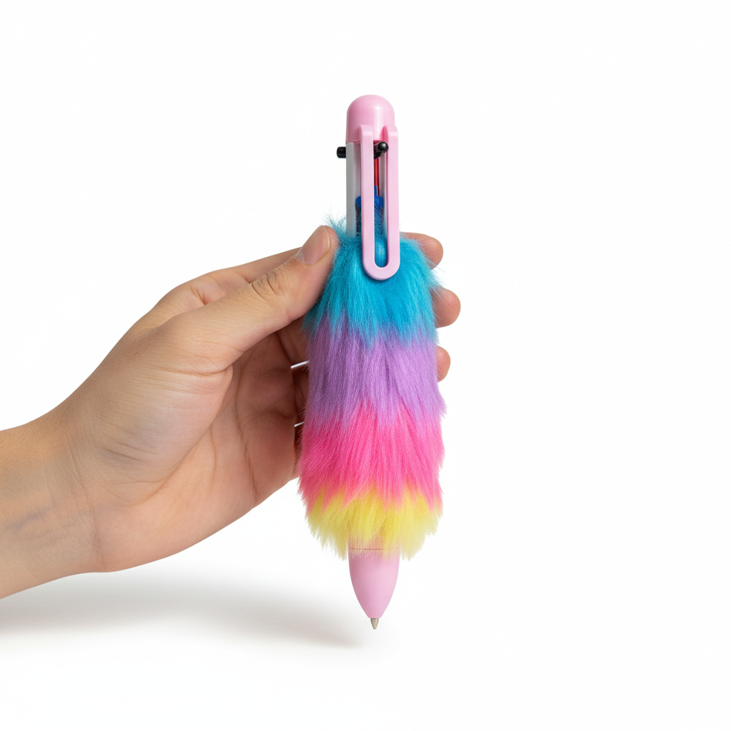Fluffy Fur Pen - Pink Vertical