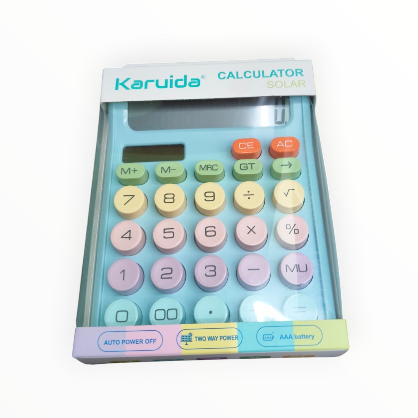 Colorful Candy Mechanical Calculator 12 Digit Large LCD Display with Solar, 5 line