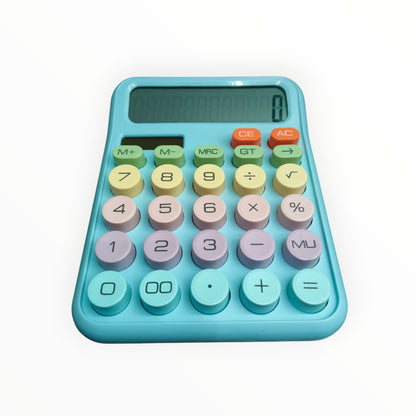 Colorful Candy Mechanical Calculator 12 Digit Large LCD Display with Solar, 5 line