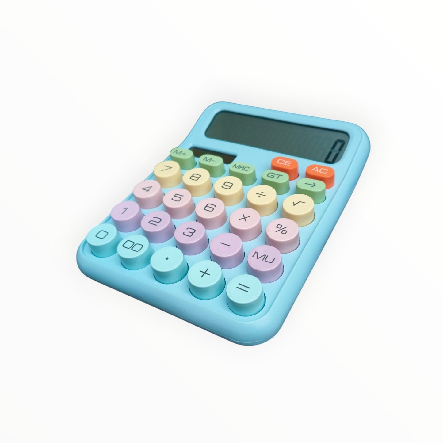 Colorful Candy Mechanical Calculator 12 Digit Large LCD Display with Solar, 5 line
