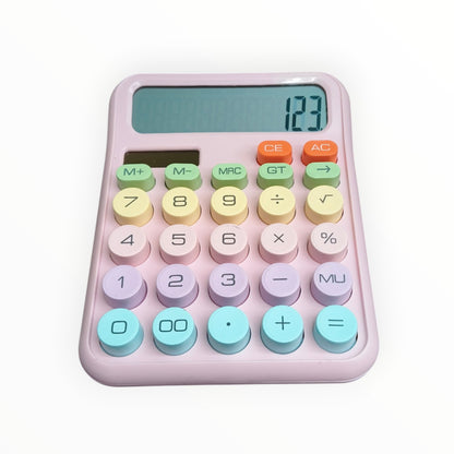 Colorful Candy Mechanical Calculator 12 Digit Large LCD Display with Solar, 5 line