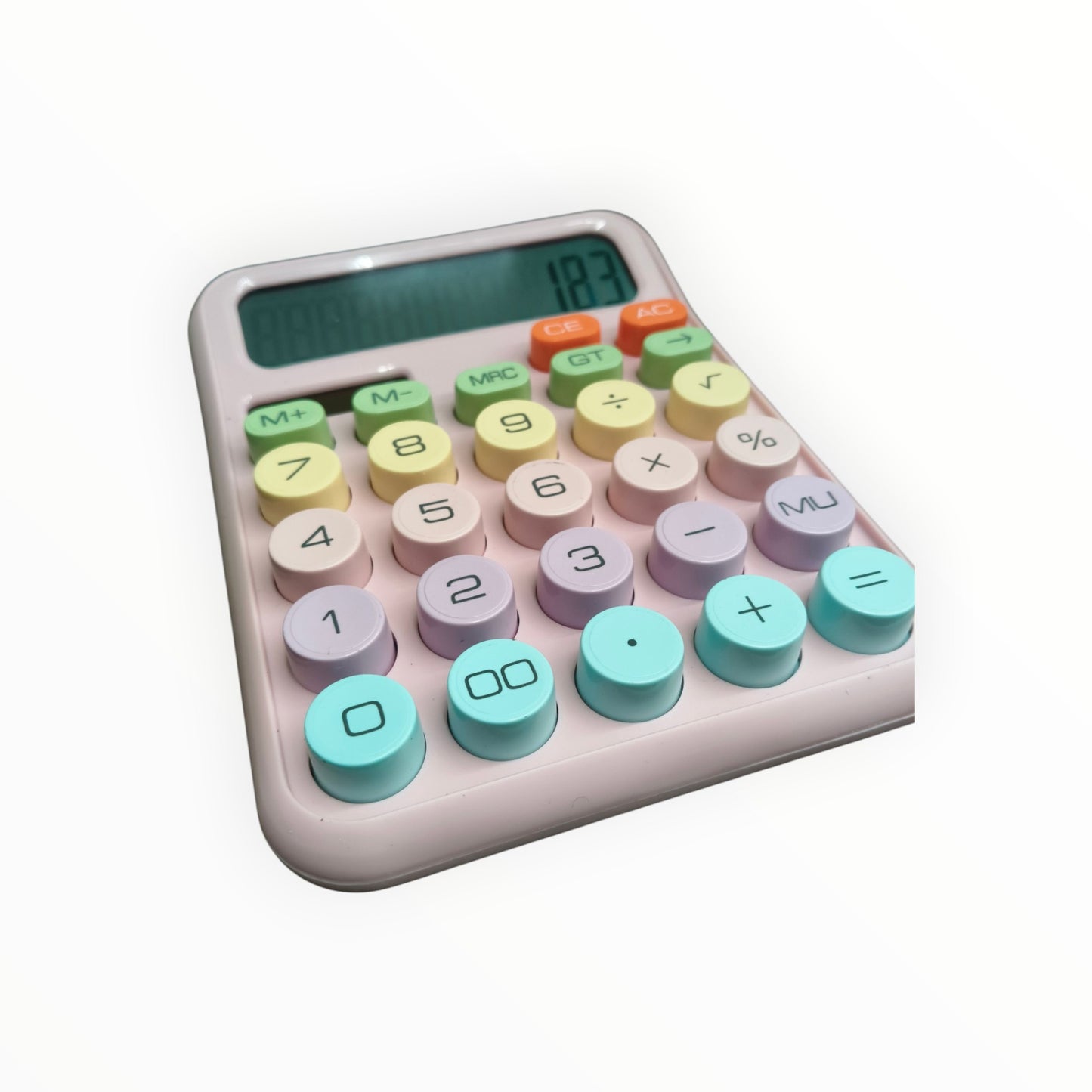 Colorful Candy Mechanical Calculator 12 Digit Large LCD Display with Solar, 5 line