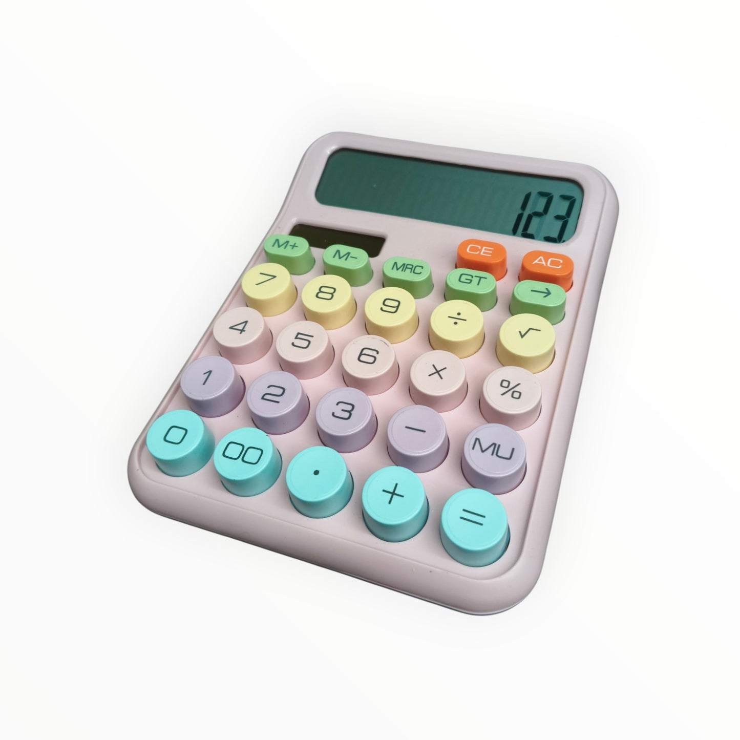 Colorful Candy Mechanical Calculator 12 Digit Large LCD Display with Solar, 5 line