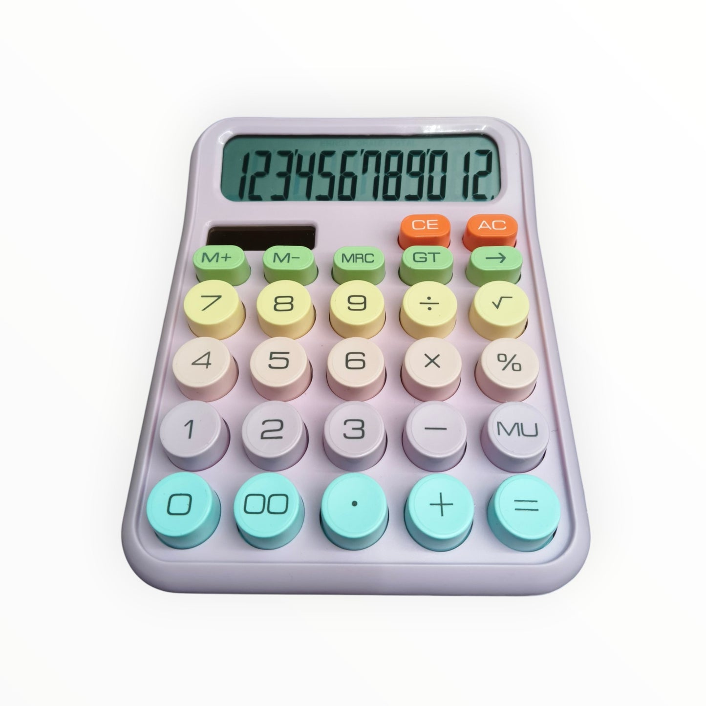 Colorful Candy Mechanical Calculator 12 Digit Large LCD Display with Solar, 5 line