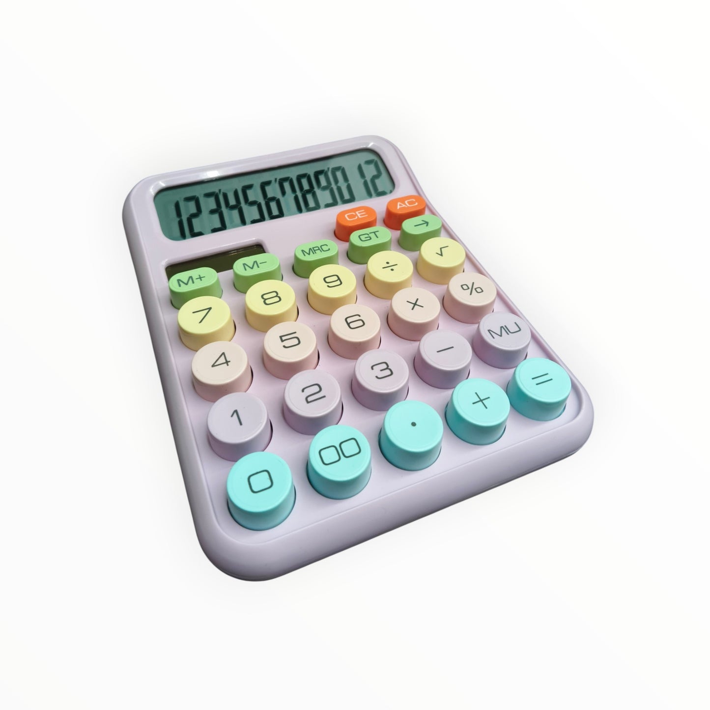 Colorful Candy Mechanical Calculator 12 Digit Large LCD Display with Solar, 5 line