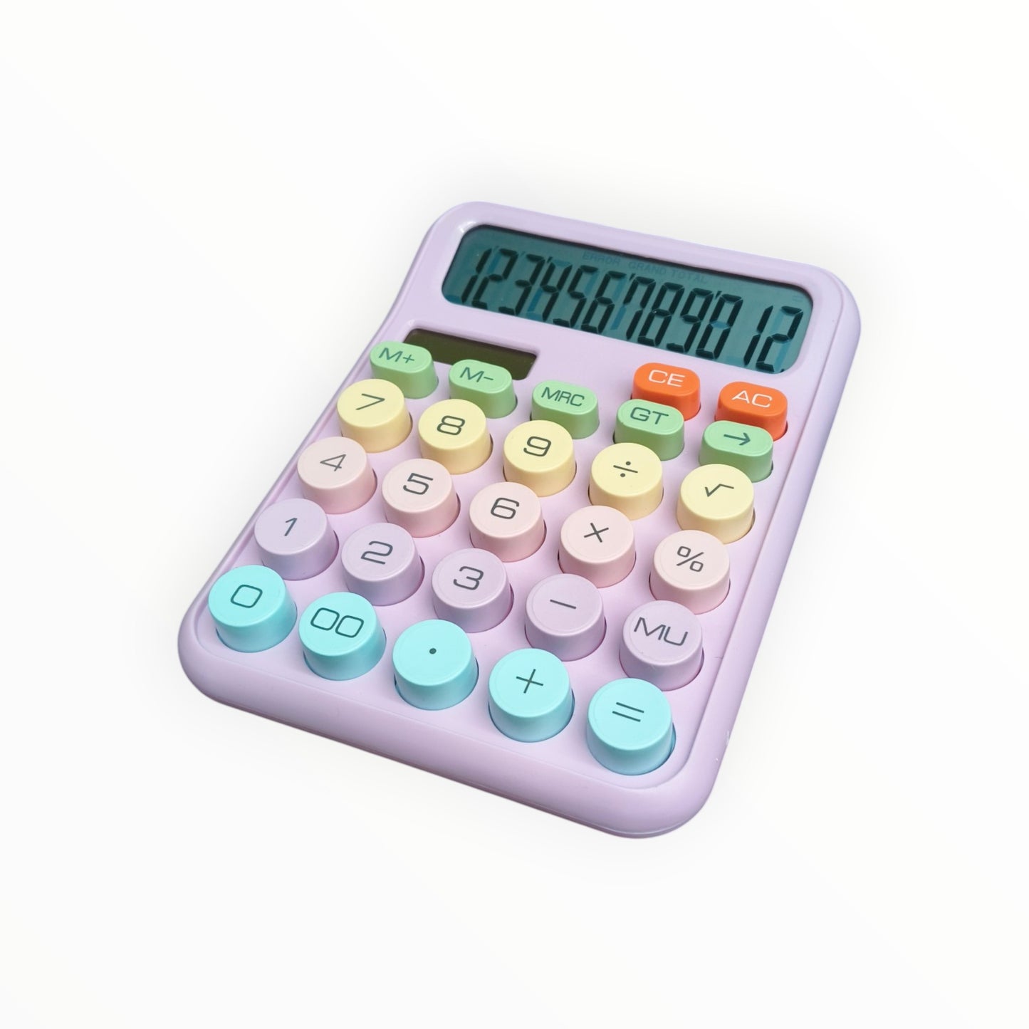 Colorful Candy Mechanical Calculator 12 Digit Large LCD Display with Solar, 5 line
