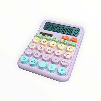 Colorful Candy Mechanical Calculator 12 Digit Large LCD Display with Solar, 5 line