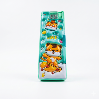 Children's toy phone with cartoon tiger design on a white background