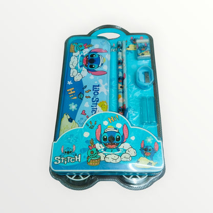 Cute Stationery Set 12 Pieces - Pencil Case, Pencils, Eraser, Sharpener, Watercolor Paint Pods