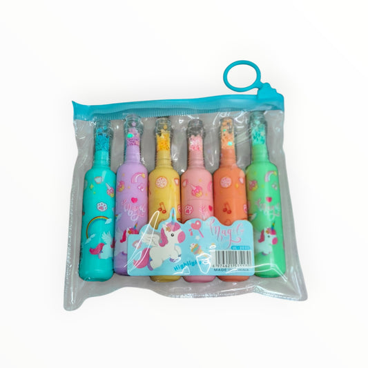 Unicorn Bottle Shape Highlighter 6 Pcs