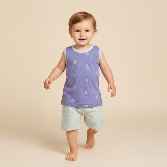 6 to 12m Baby Boy  Sleeveless  Set -  Model  1