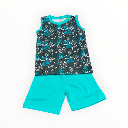 6 to 12m Baby Boy  Sleeveless  Set -  Model  1