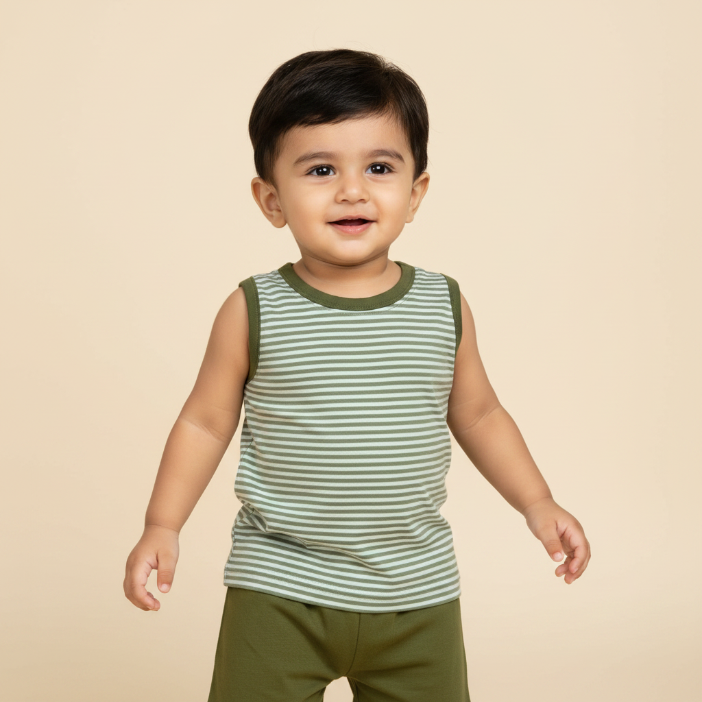 6 to 12m Baby Boy  Sleeveless  Set -  Model  1