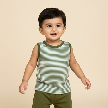 6 to 12m Baby Boy  Sleeveless  Set -  Model  1