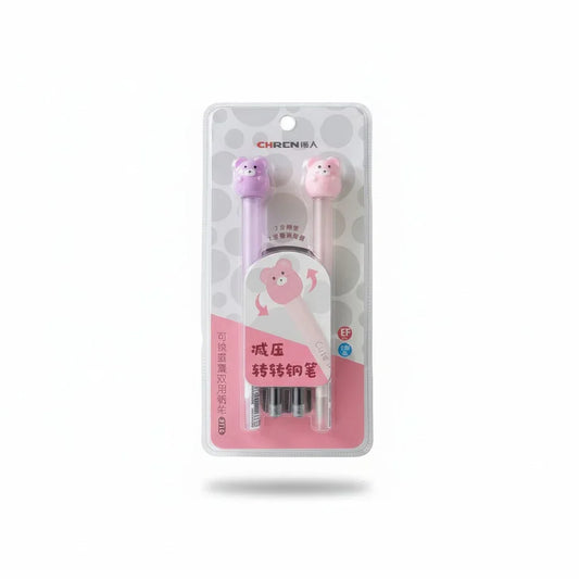 Two cute bear fountain pen set with two replacement cartridges - kidshe