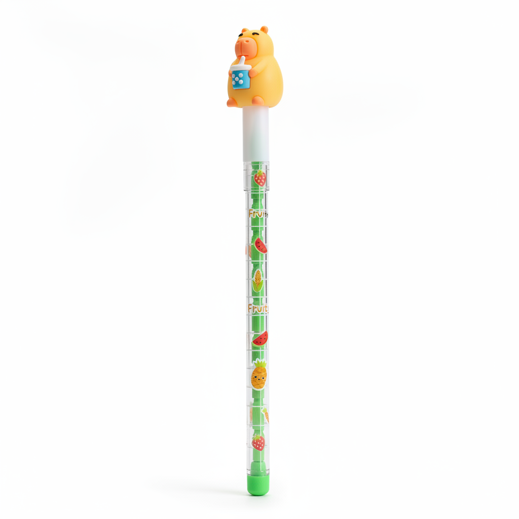 Capybara Boba Tea Stacked Pencil Pen - Green