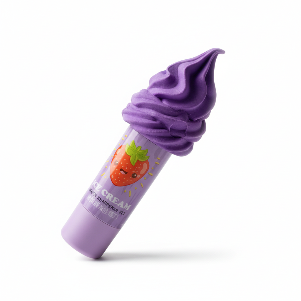 Ice Cream Eraser - Purple Strawberry 3/4