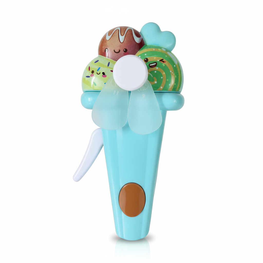 Teal Kawaii Ice Cream Cone Fan Hero Image