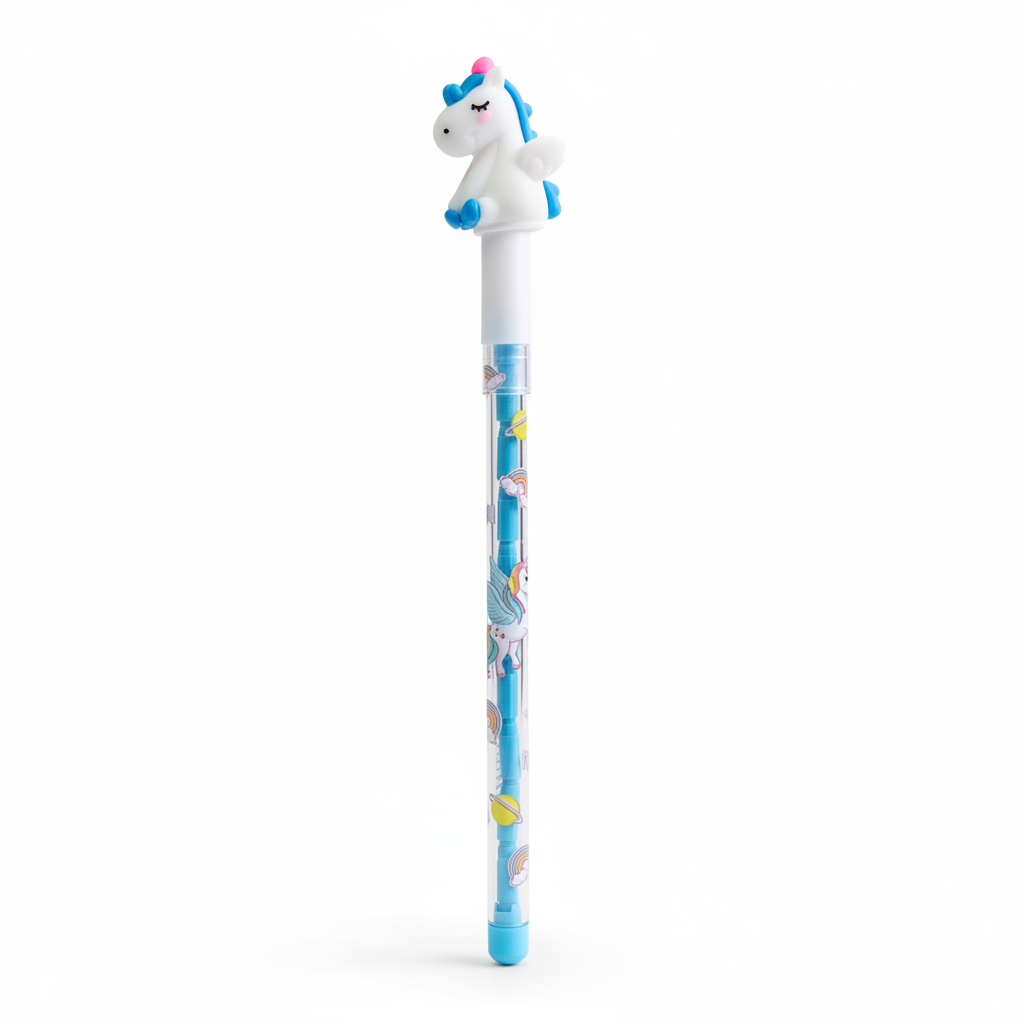 Unicorn Stacked Pencil Pen - Blue Flying