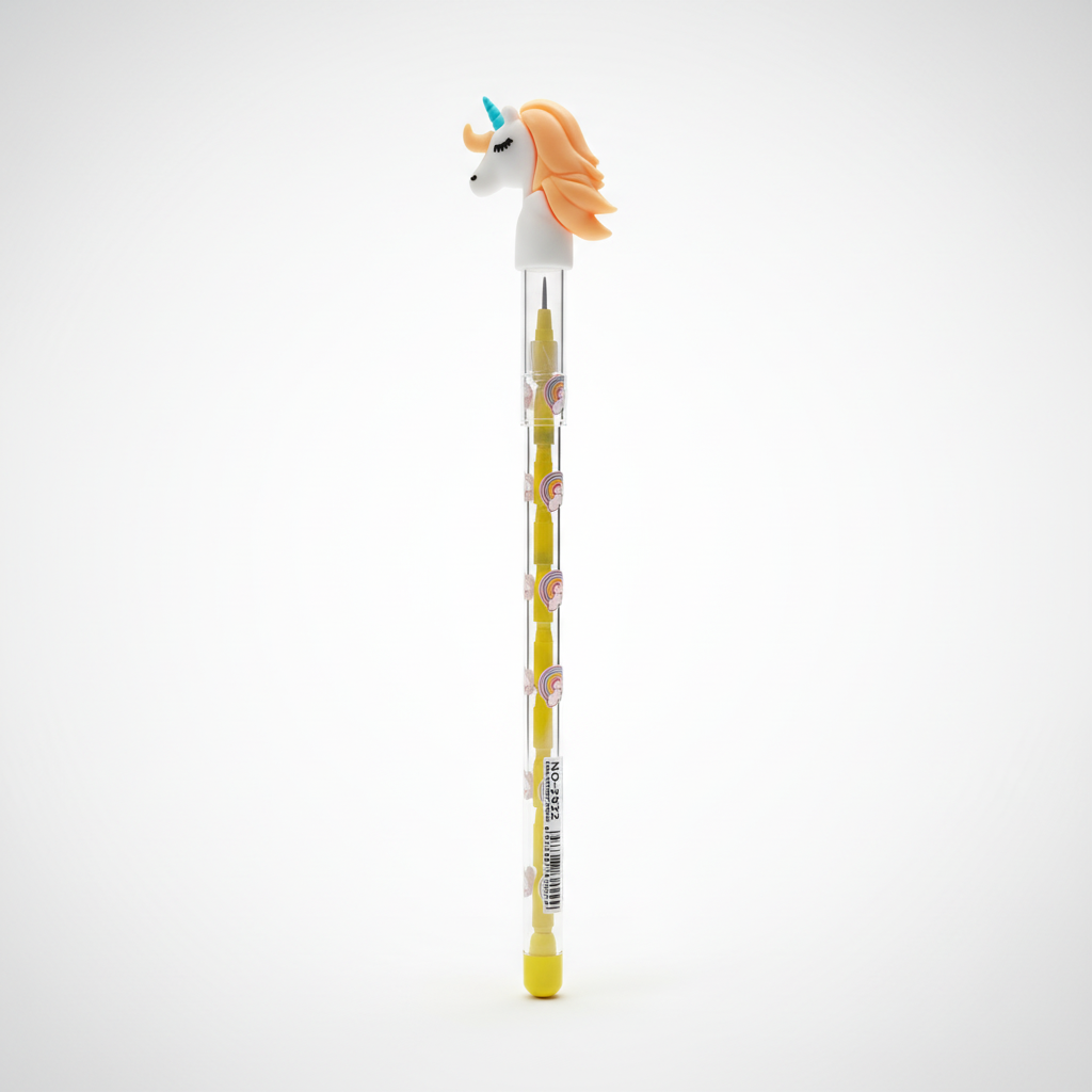 Unicorn Stacked Pencil Pen - Orange Mane Yellow