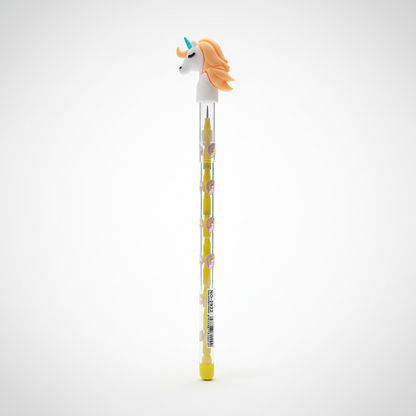 Unicorn Stacked Pencil Pen - Orange Mane Yellow