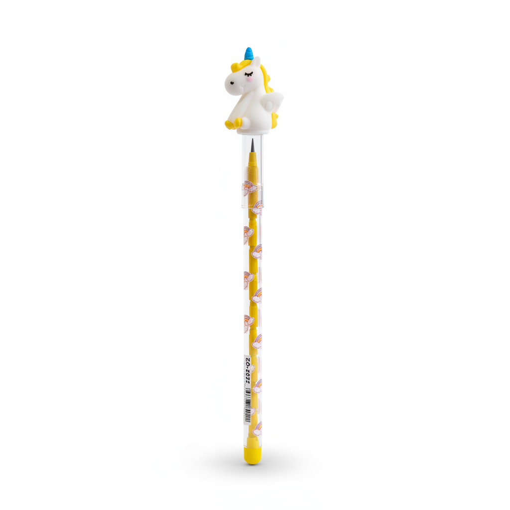 Unicorn Stacked Pencil Pen - Yellow Mane Flying