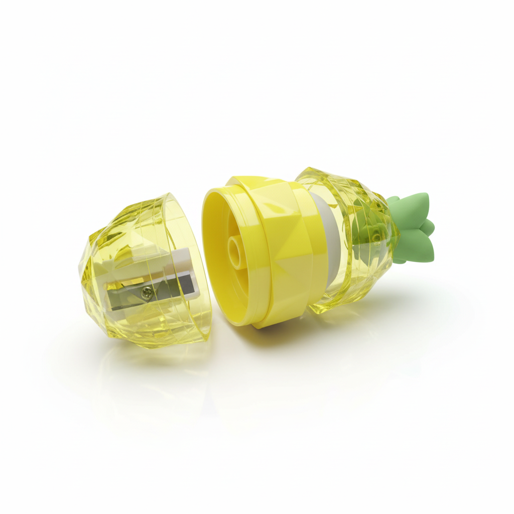 Yellow Pineapple Eraser Sharpener Open View – Luxury Hero